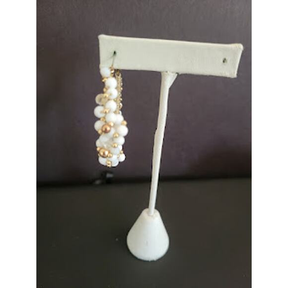 Lilly Pulitzer Resort White Large Hoop Earrings with White and Gold Tone Baubles - Picture 5 of 6